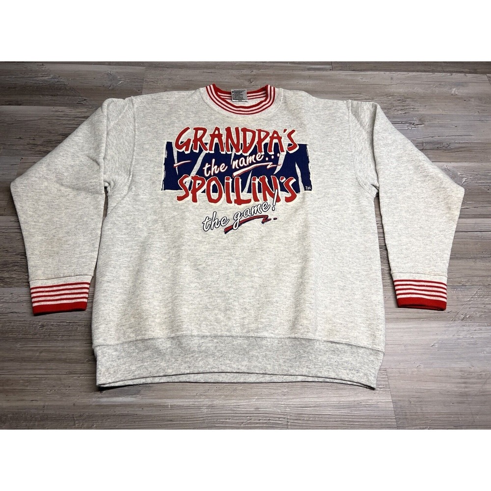 Vintage Ringer Sweatshirt Funny Grandpa the Name Spoilins the Game Slogan Size L